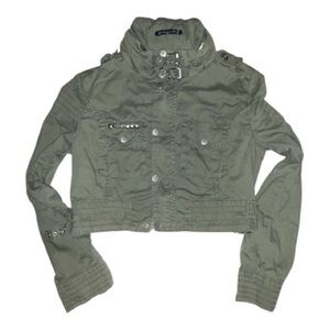 Vanilla Star Sage Olive Green Crop Jacket
